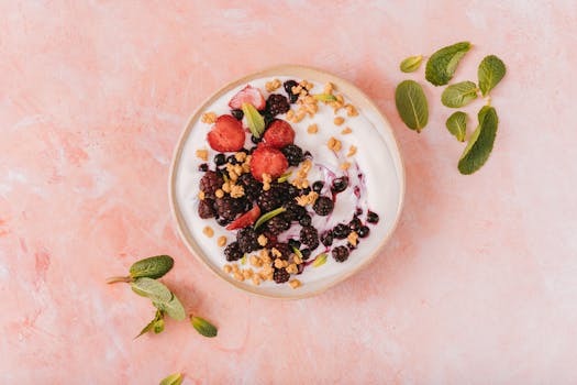 A vibrant smoothie bowl topped with fresh berries