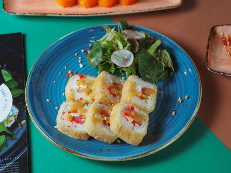 colorful plate of vegetables and fish