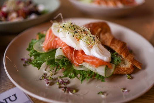 brain food plate with salmon and leafy greens