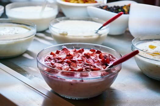 snack options including yogurt and berries