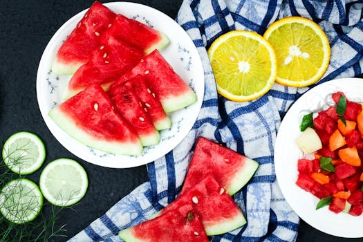 colorful plate of fresh fruits and vegetables