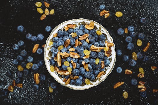 bowl of mixed berries and nuts